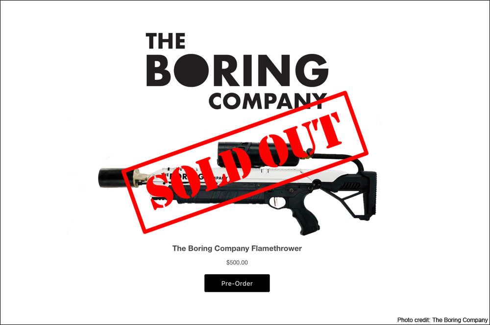 the boring company flamethrowers